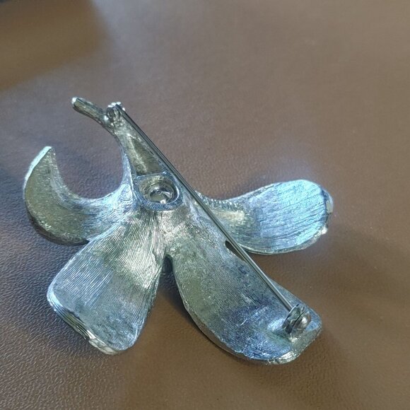 Vintage Emmons Silver Tone Floral Brooch Pin Mid Century Stamped - Picture 4 of 8